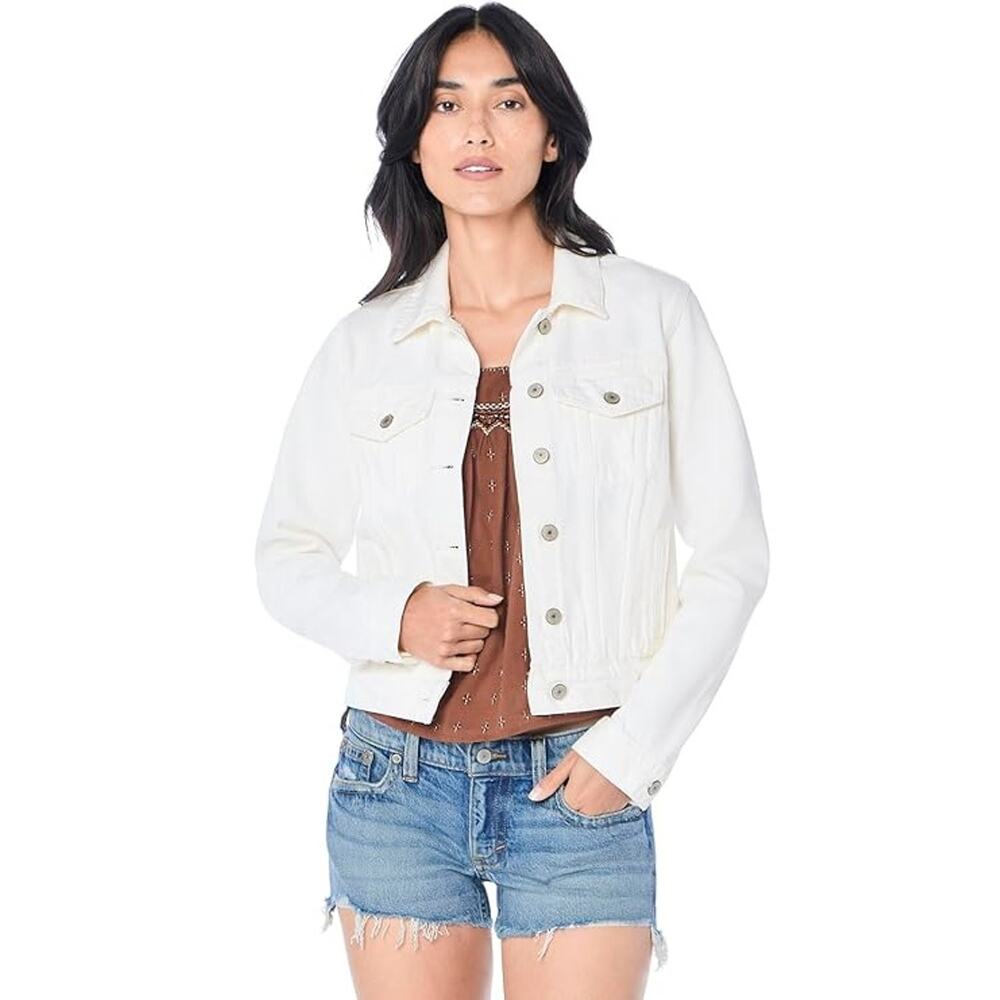 Lucky Brand Women White Cotton Denim Casual Trucker Classic Jacket Size XS